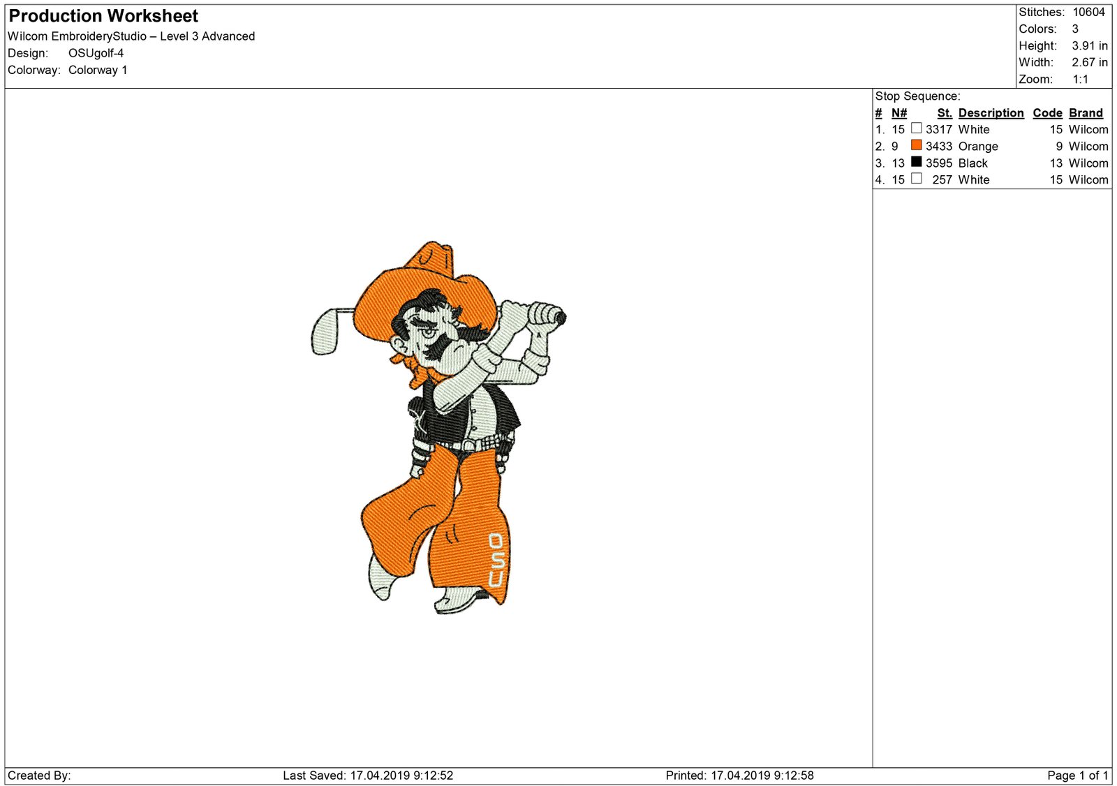 OSU Golf Cowboys - Machine Embroidery designs and SVG files