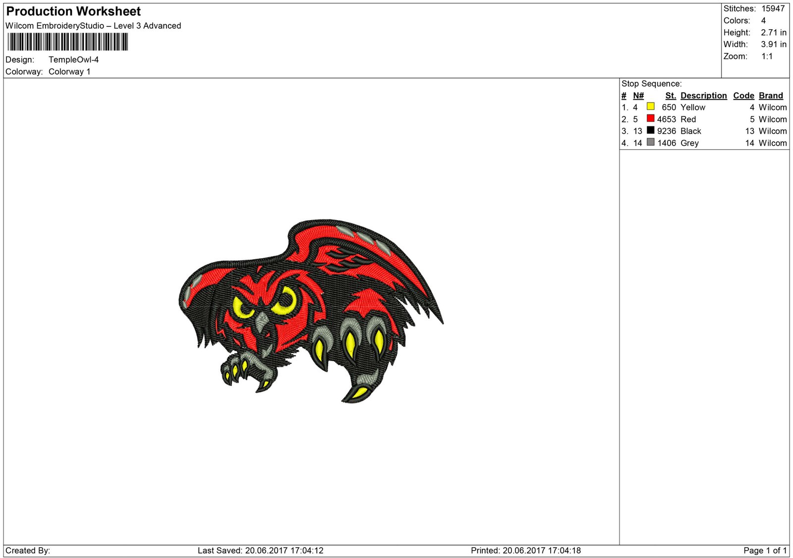 thumbnail image 2 of Vintage TU Temple University Fightin' Owls Iron-On Patch – 3.5" X 3" 2 of 3