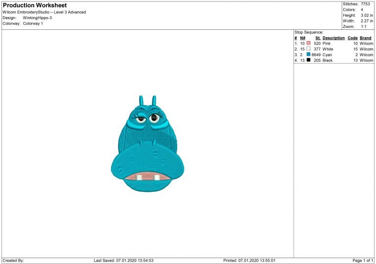 Winking Hippo - Machine Embroidery designs and SVG files