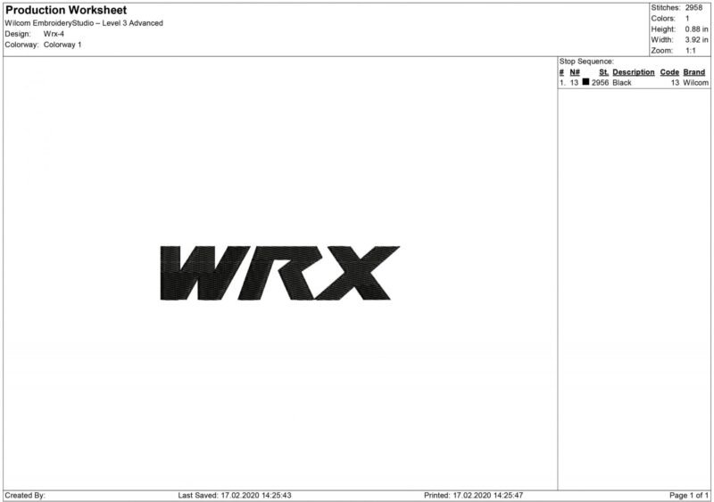 WRX logo Embroidery design