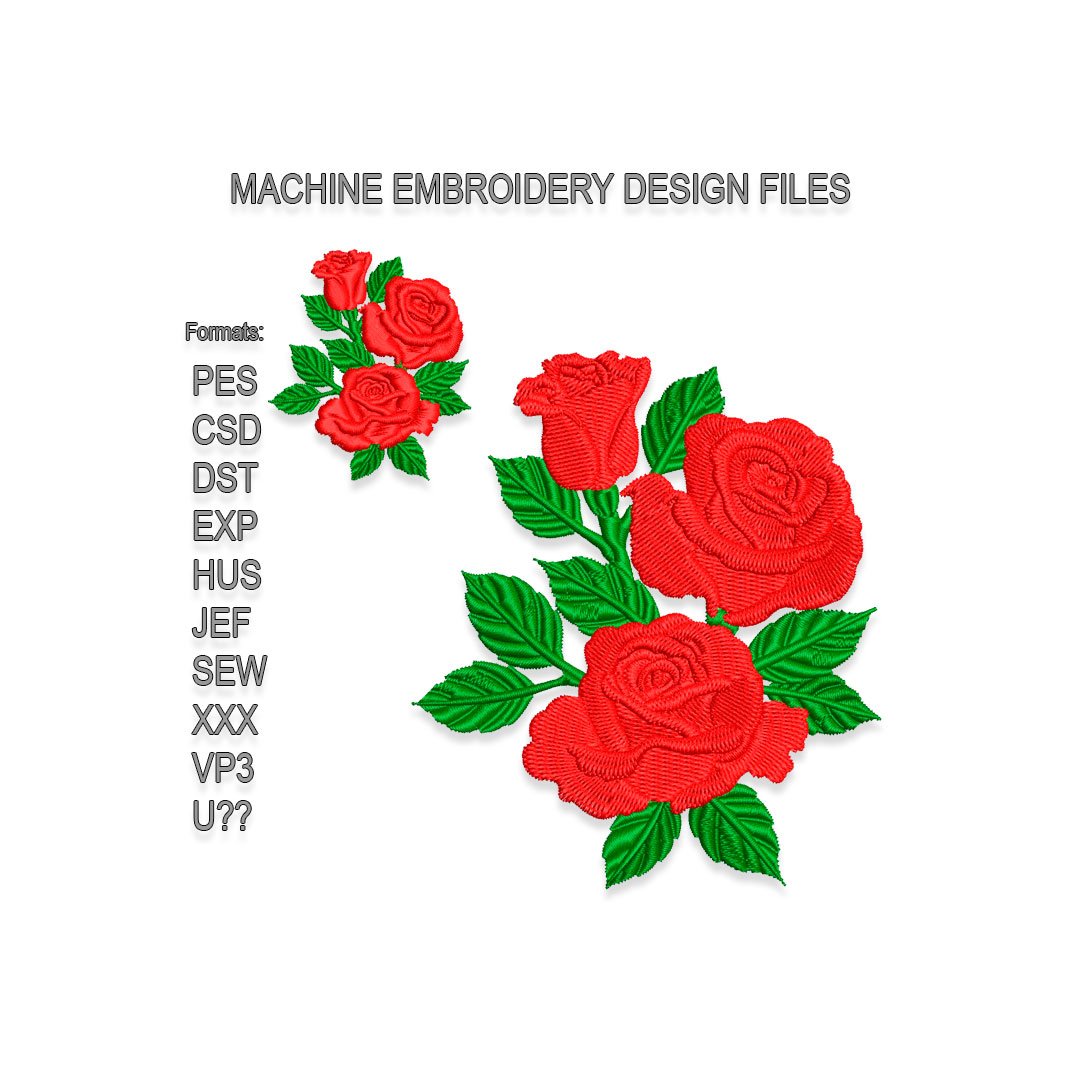 Number 17 Rose Embroidery design