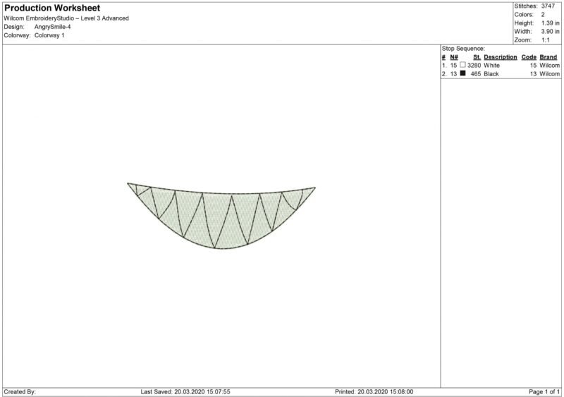 Angry Smiling Mouth for Mouth mask Embroidery design