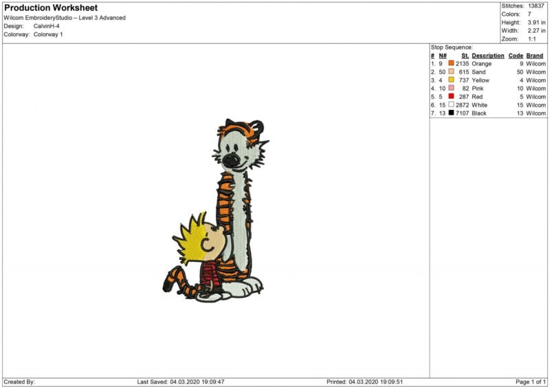 Calvin and Hobbes Embroidery design