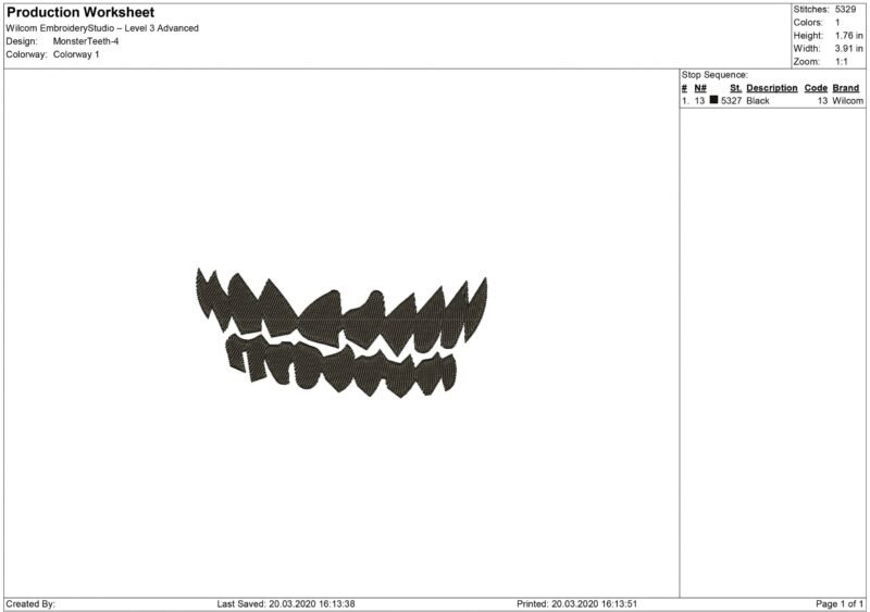 Zombie Teeth for Mouth mask Embroidery design