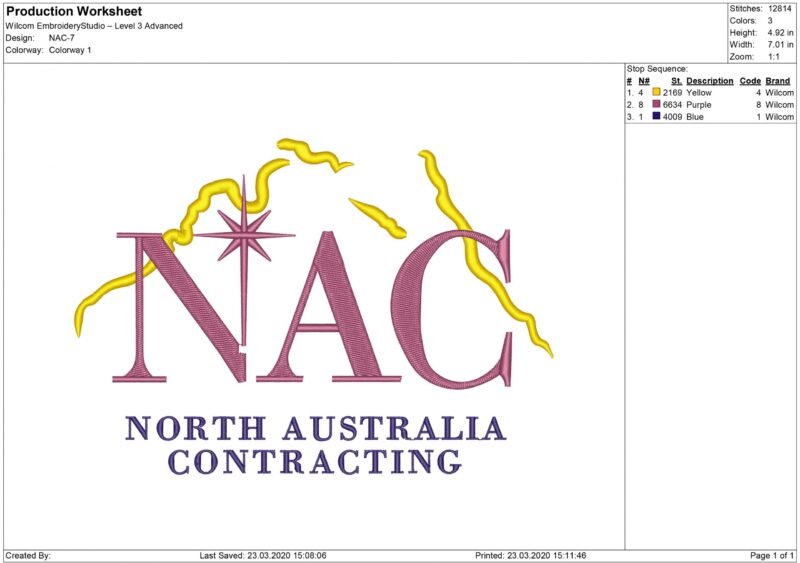 NAC logo Embroidery design