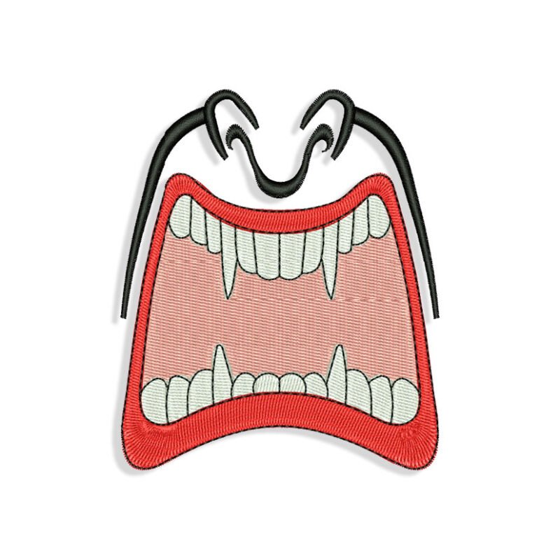 Vampire Mouth for face mask Embroidery design