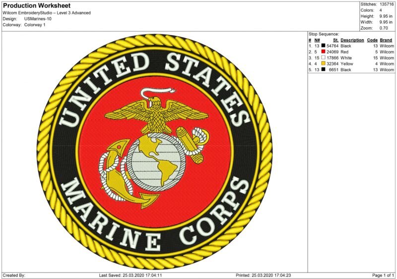 US Marine logo Embroidery design