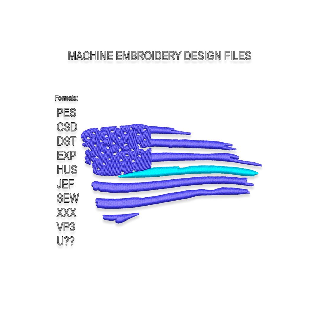 Thin Blue Line USA Flag Embroidery design