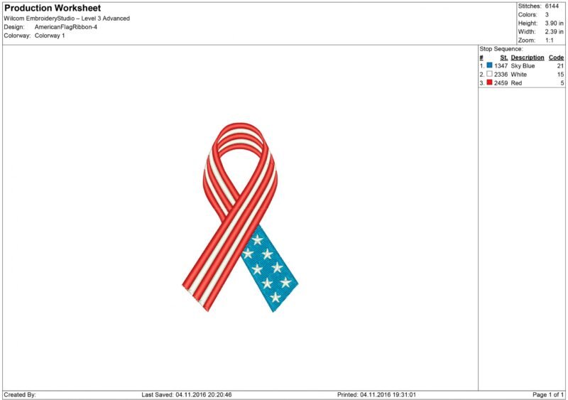 USA ribbon Embroidery design