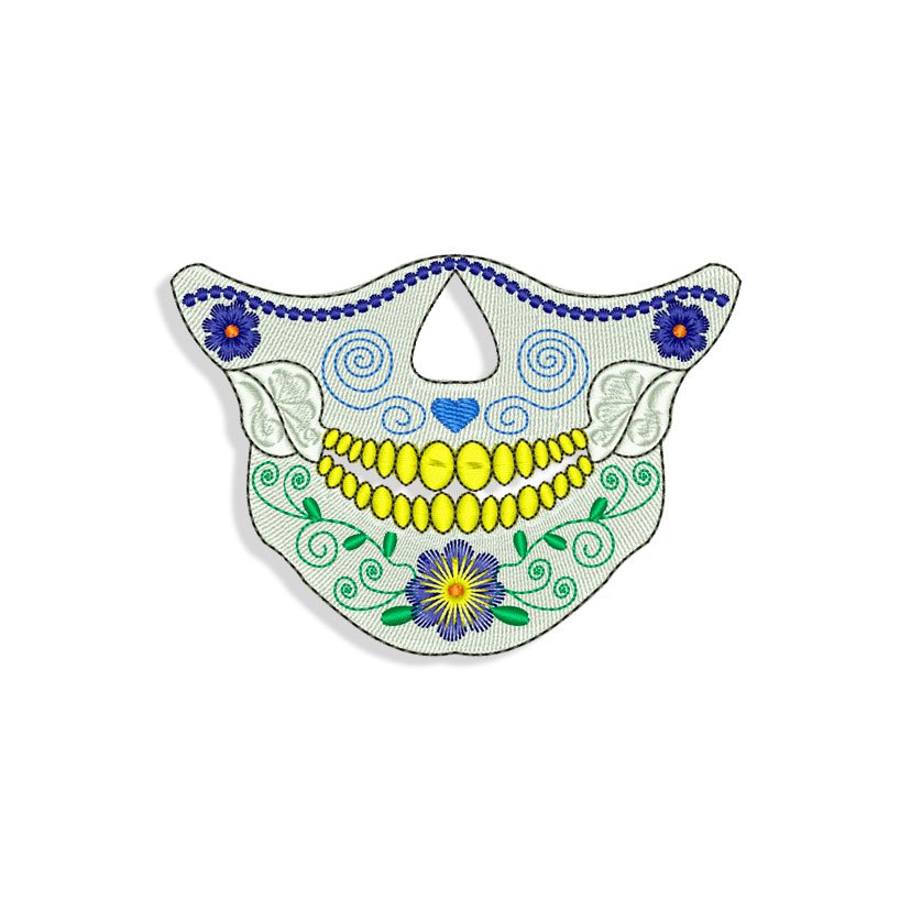 Calavera Skull for Mouth mask Embroidery design