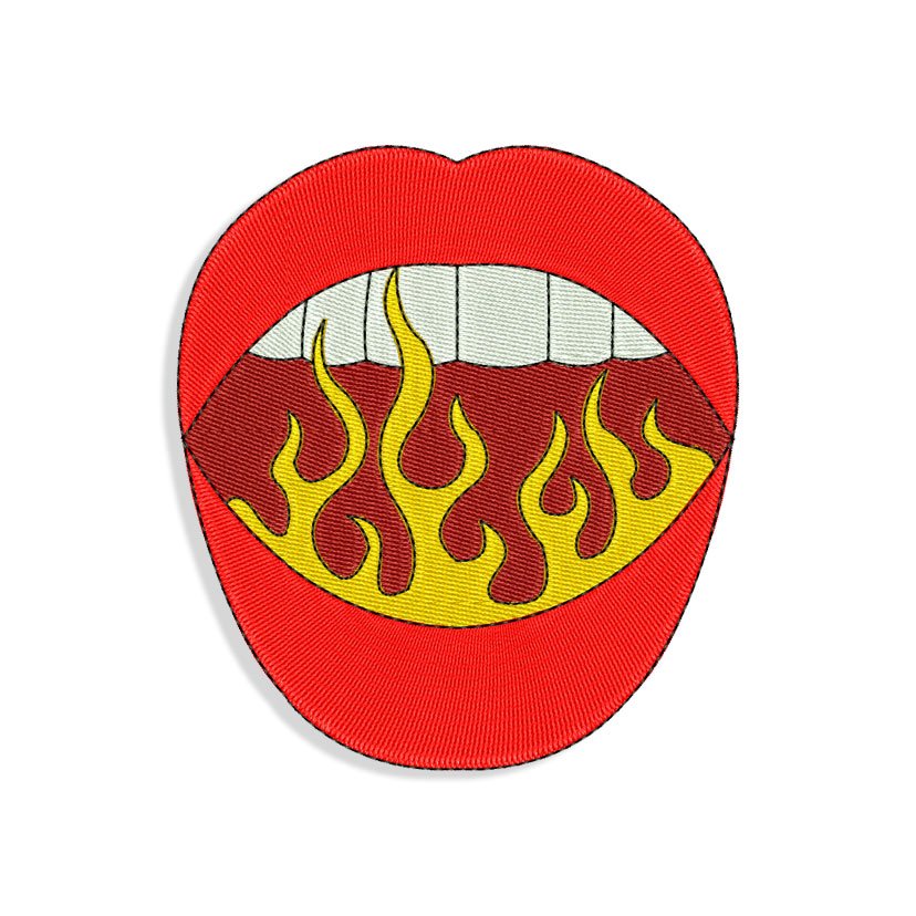 Mouth on Fire for Mouth mask Embroidery design