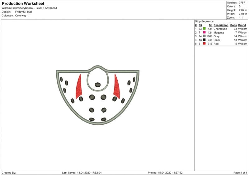 Jason Voorhees Mouth Mask Embroidery design