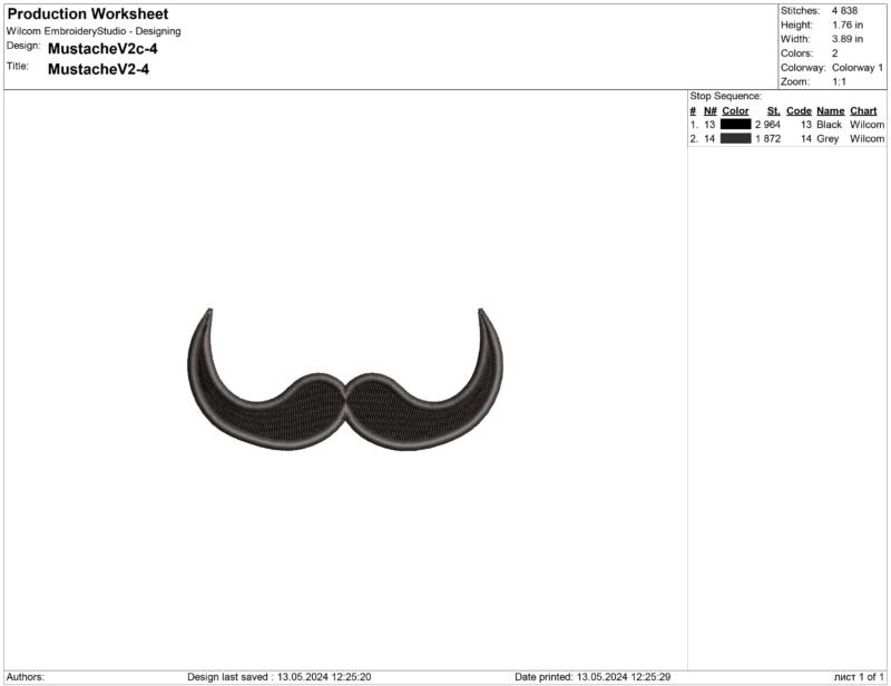 Mustache Embroidery design