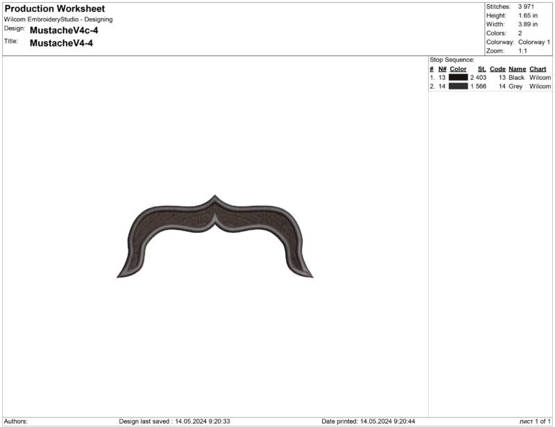 The Horseshoes Mustache Embroidery design