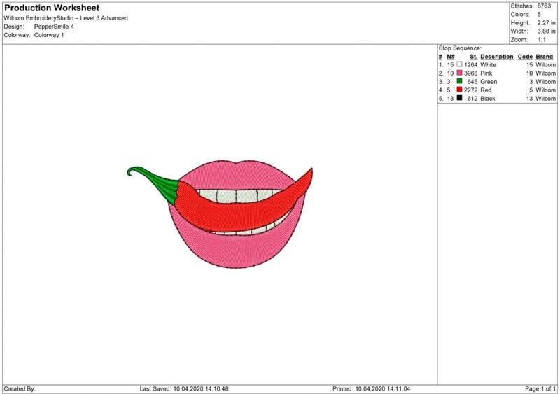 Mouth with Pepper Embroidery design - Image 2