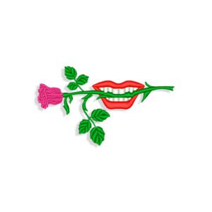 Mouth with Rose for Mouth mask Embroidery design