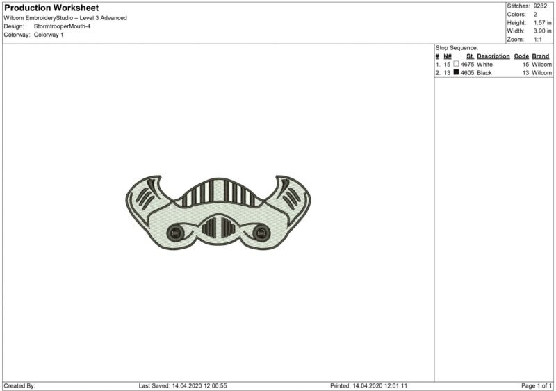 Stormtrooper Mouth Mask Embroidery design