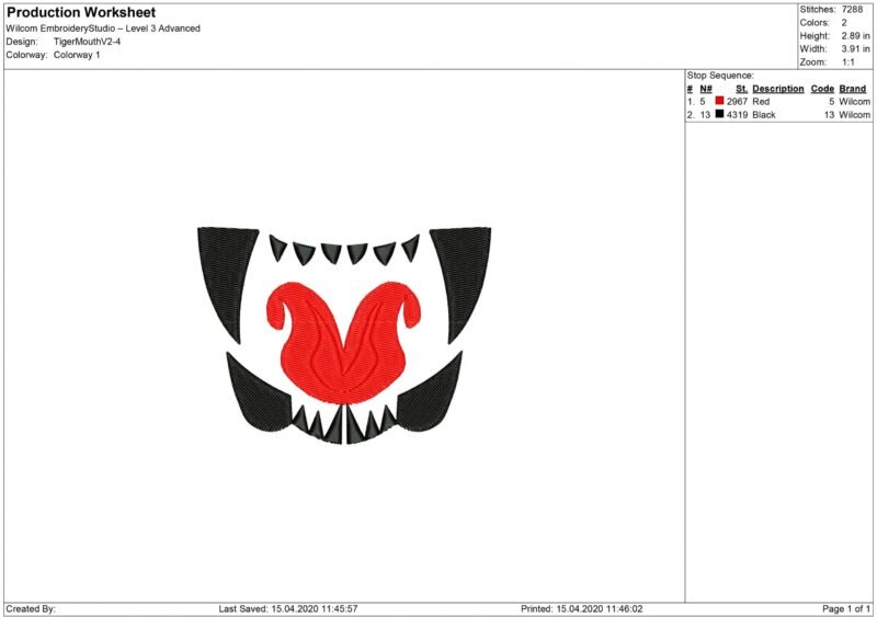 Fangs for Mouth mask Embroidery design