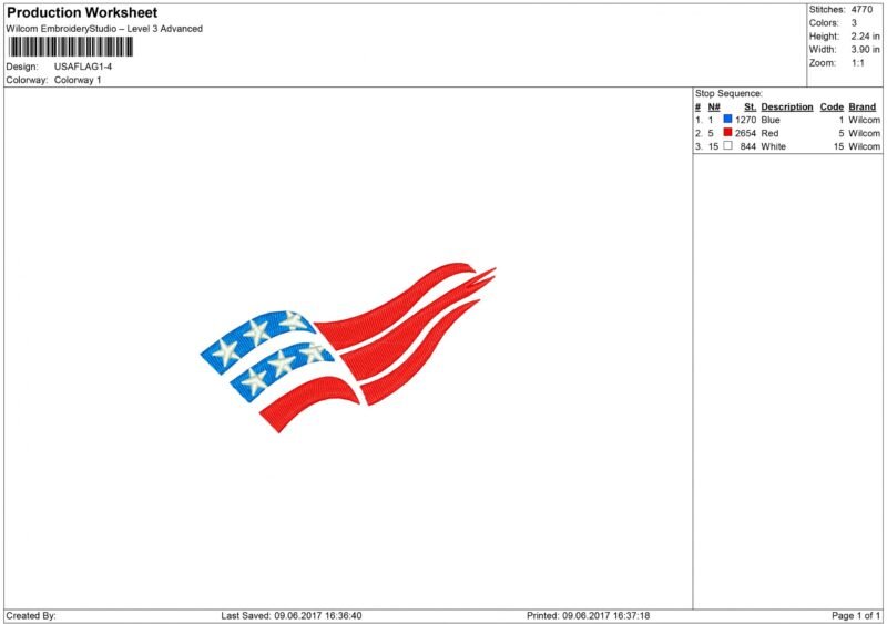 USA Flag Embroidery design