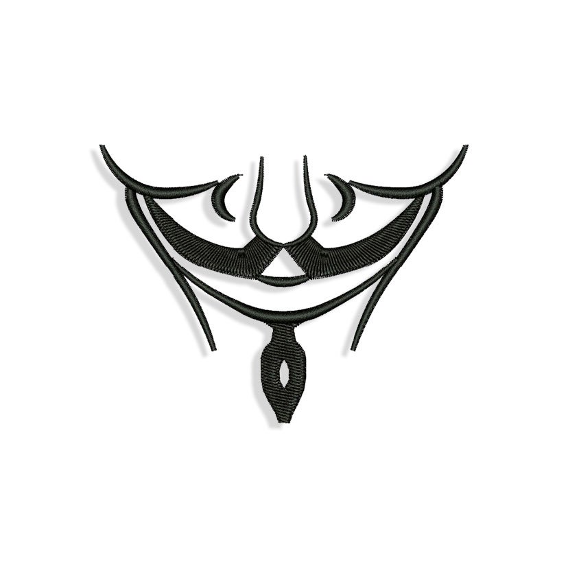 Guy Fawkes Vendetta mask for Mouth mask Embroidery design