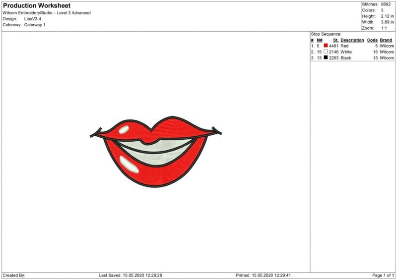 Smiling Lips Embroidery design - Image 2