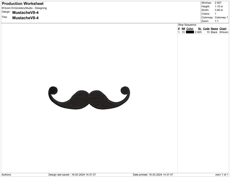 Imperial Mustache Embroidery design