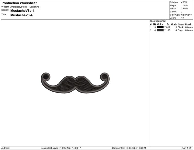 The Imperial Mustache Embroidery design