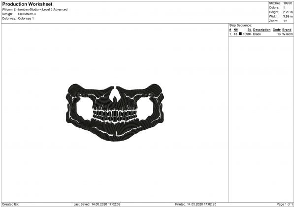 Skull Mouth for Mouth mask Embroidery design