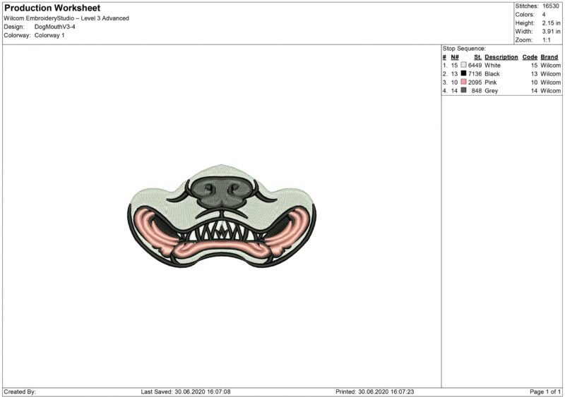 Dog Mouth for Mouth mask Embroidery design