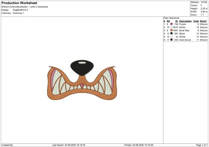 Dog Mouth Embroidery design