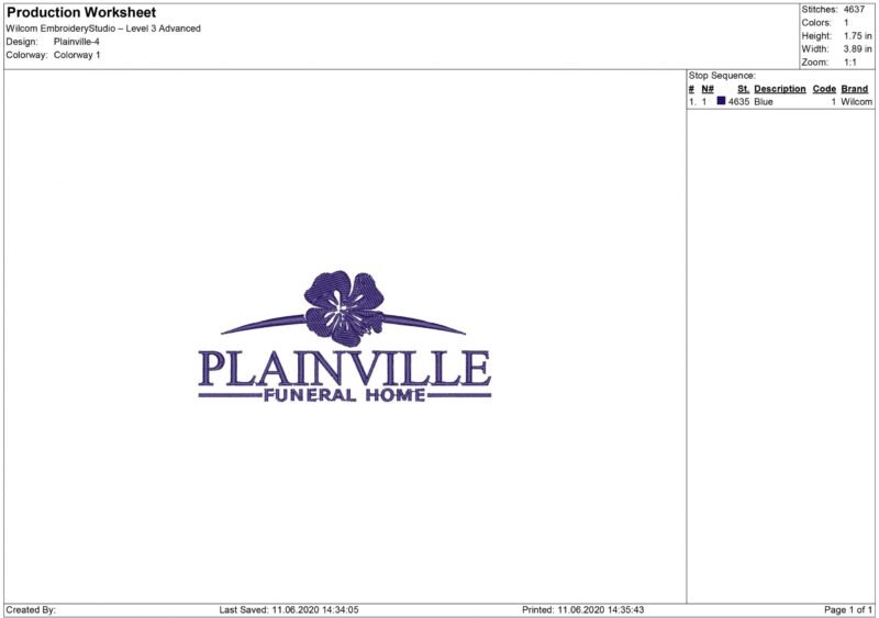 Plainville logo Embroidery design