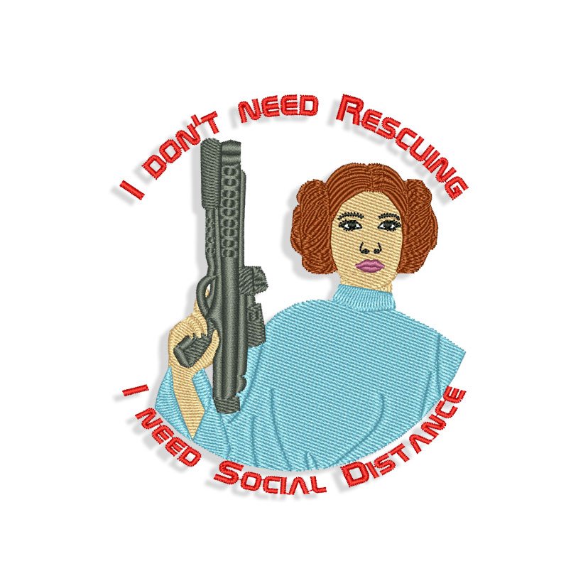 Princess Leia Social Distancing Embroidery design