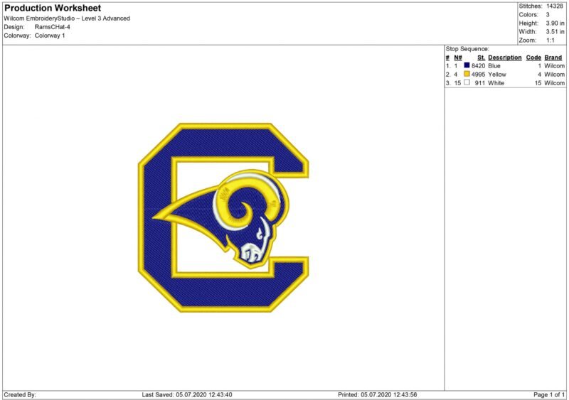 Los Angeles Rams embroidery design