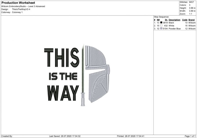 This is The Way Mandalorian Embroidery design