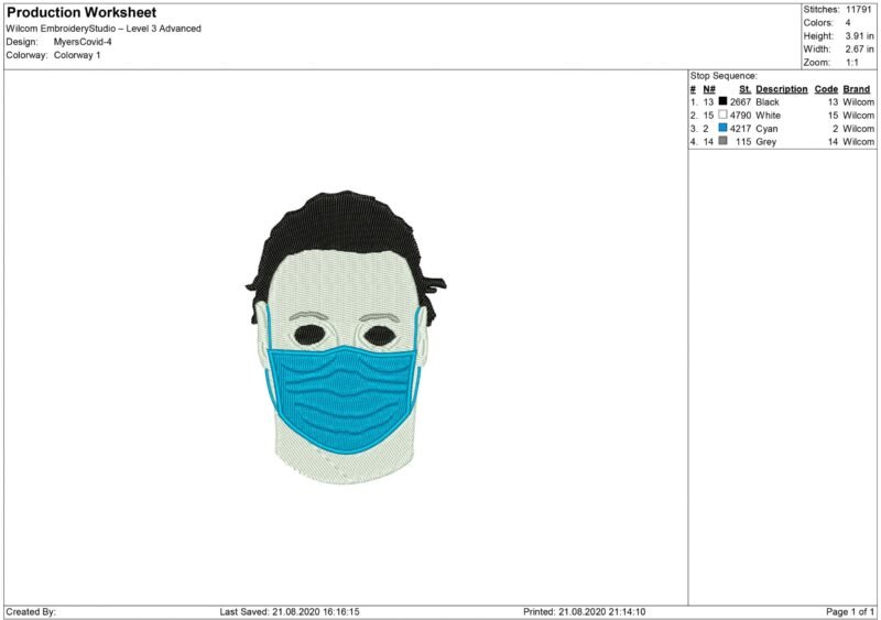 Mike Myers Face Mask Embroidery design