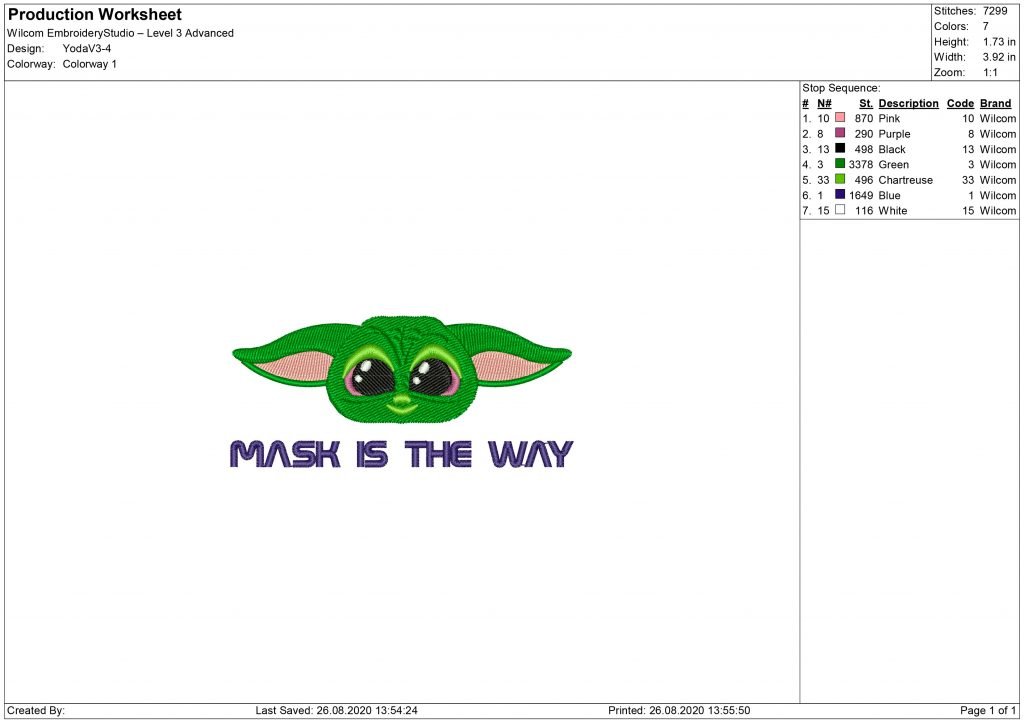 Mask Is The Way, Baby Yoda Embroidery design