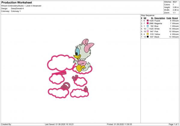 Baby Daisy Duck Birth Announcement Embroidery design