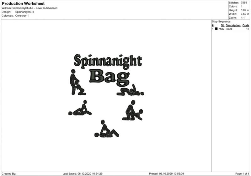 Spinnanight Bag Embroidery design