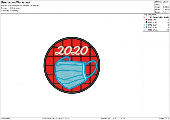 2020 Face Mask - Machine Embroidery designs and SVG files