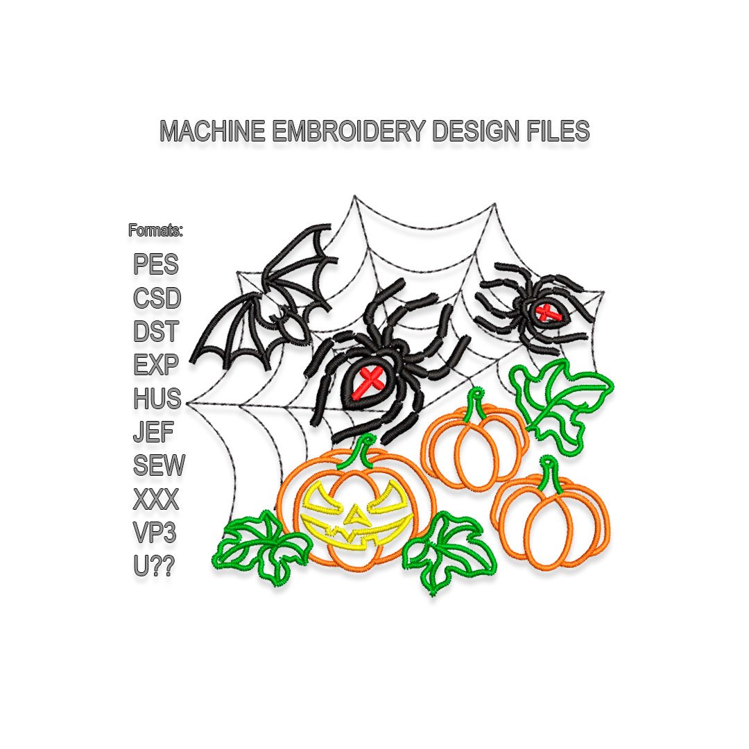 Spiders and Pumpkins Embroidery design