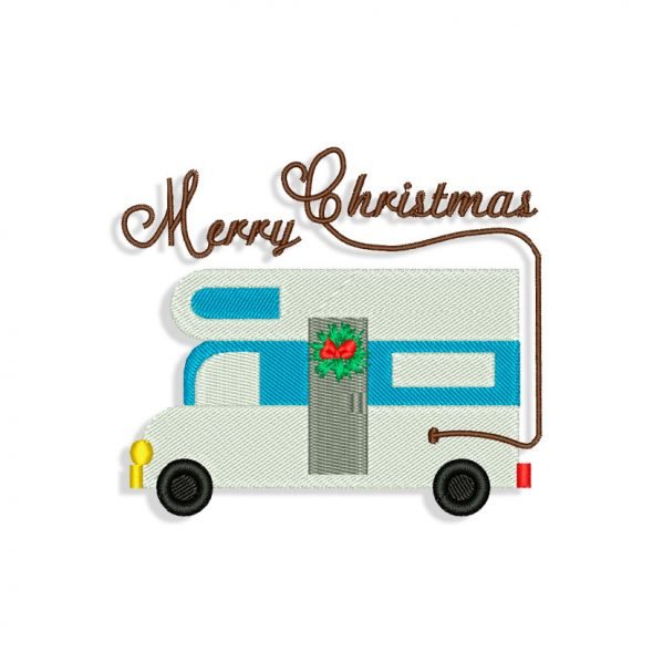 Merry Christmas Motorhome Embroidery design