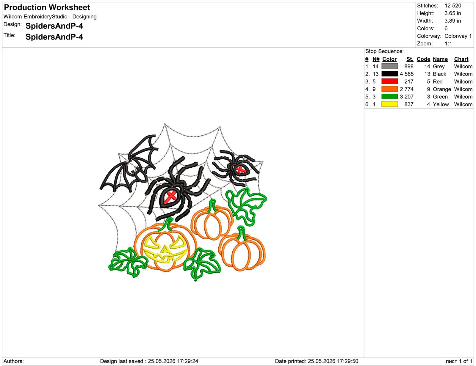 Spiders and Pumpkins Embroidery design - Image 2