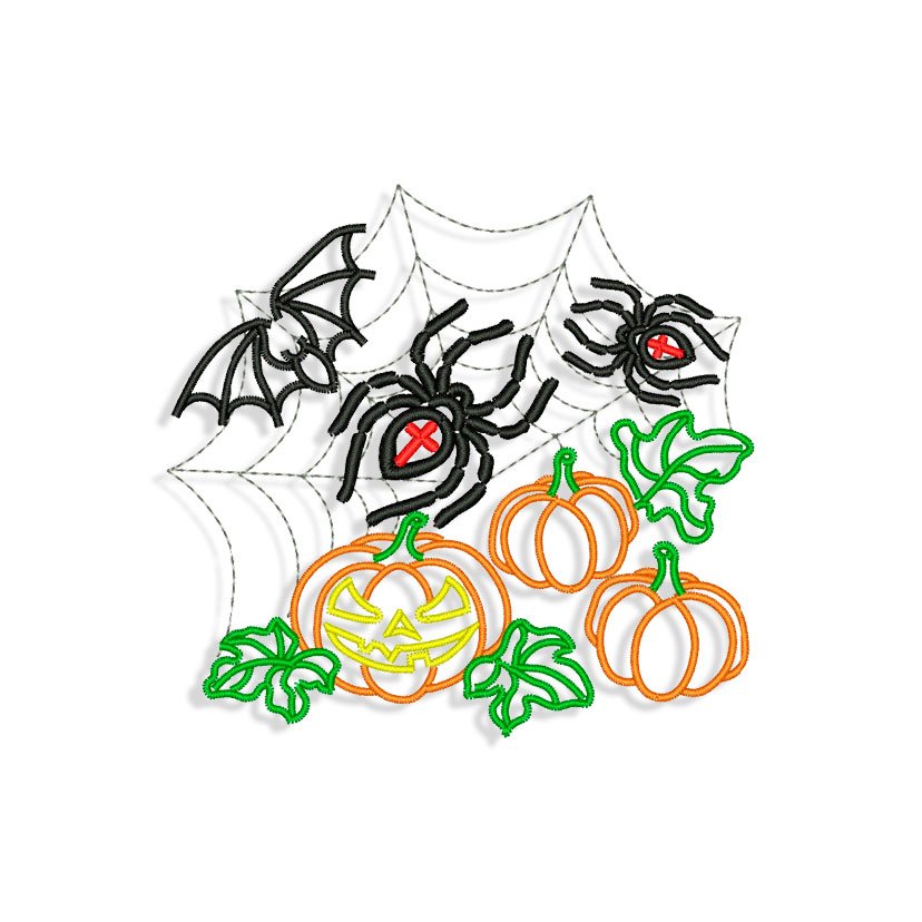 Spiders and Pumpkins Embroidery design