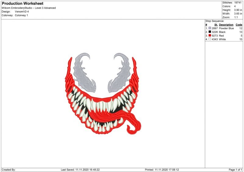Venom Face Embroidery design