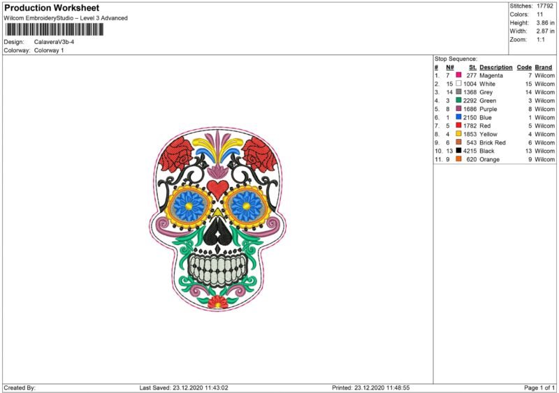 Calavera Embroidery design