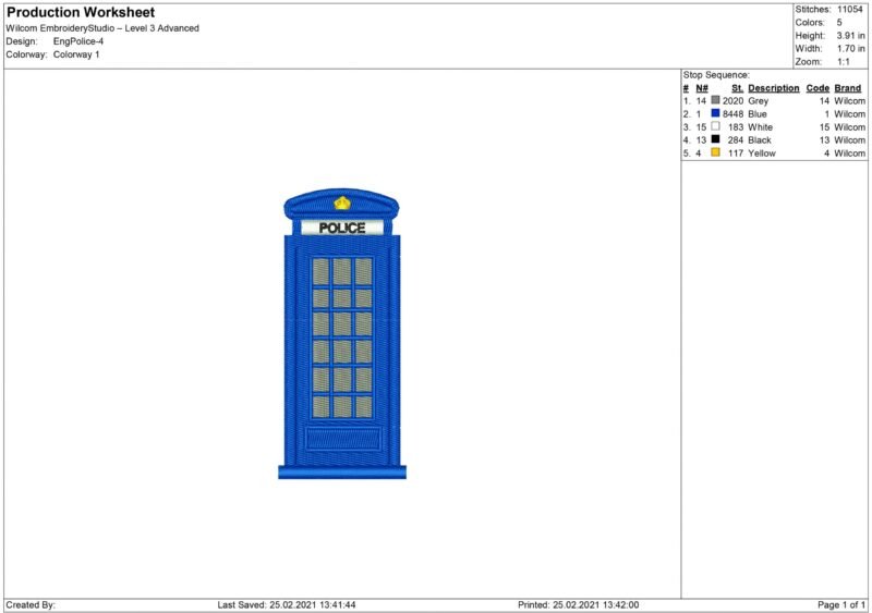 Doctor Who Police box Embroidery design