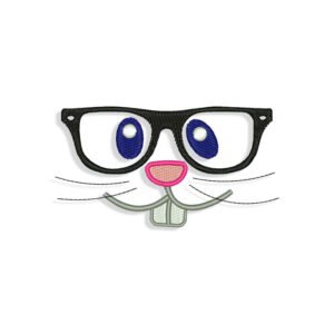 Bunny Face in Hipster Glasses Embroidery design
