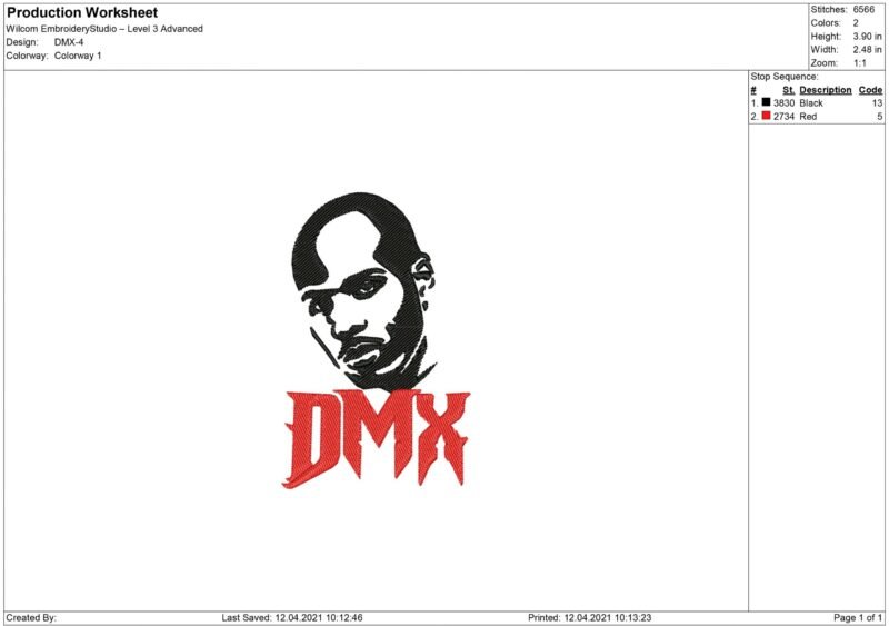 DMX Face Embroidery design