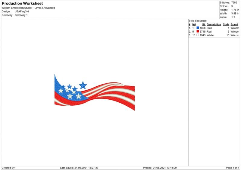USA Flag Embroidery design