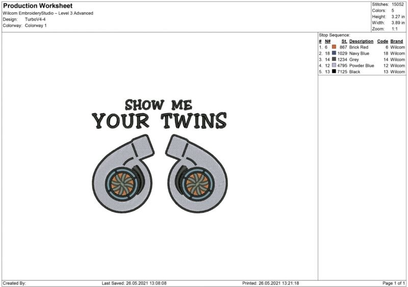 Show Me Your Twins Turbo Embroidery design files